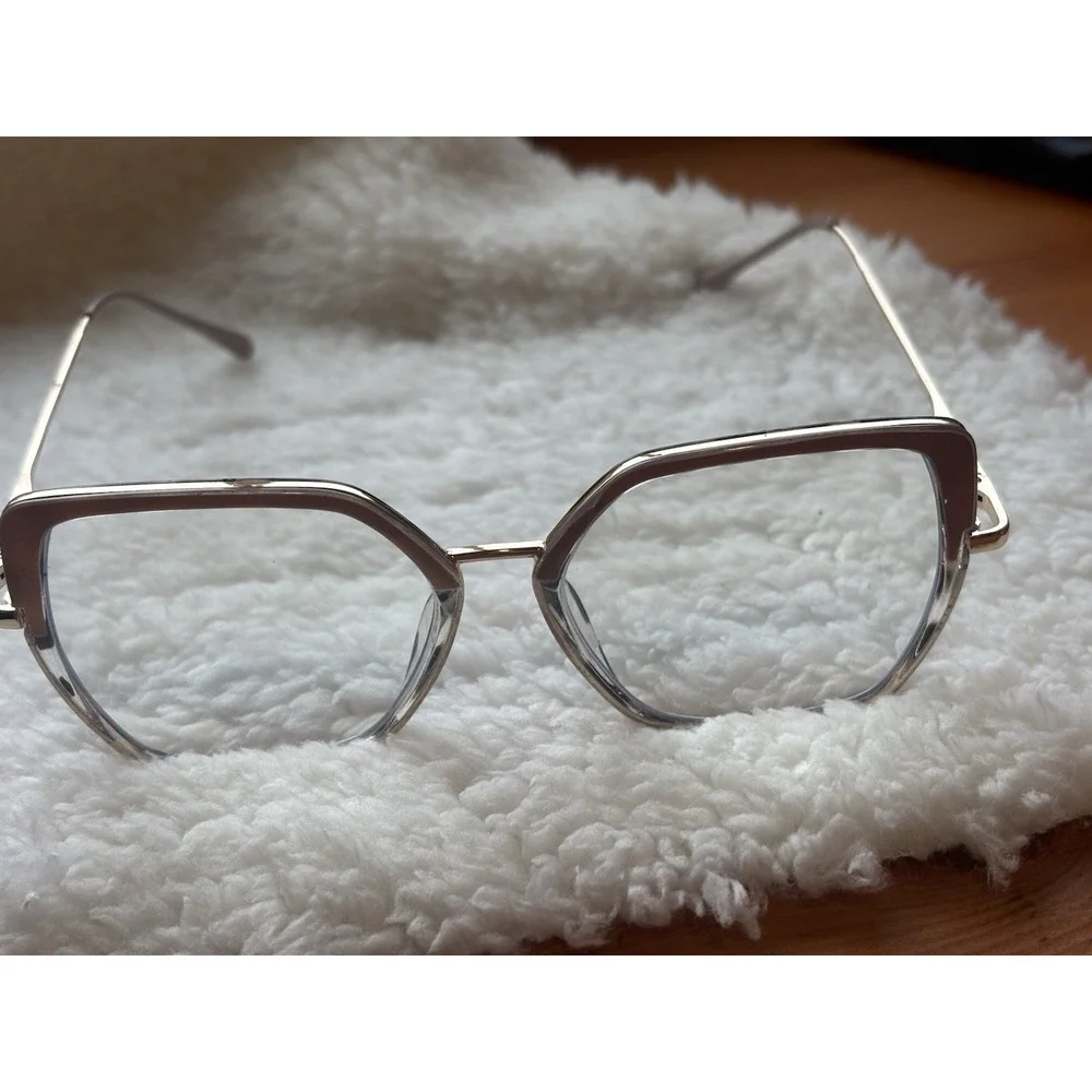 Square Eyeglass Frames Mixed-color Transparent Polygonal Metal Glasses For Women